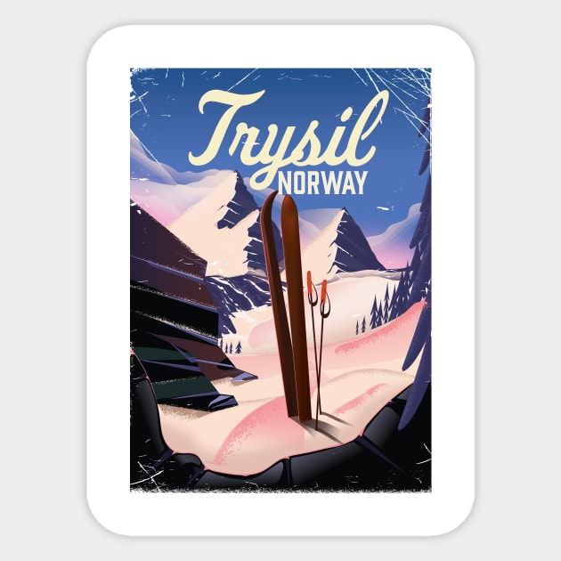 Trysil, Norway Ski poster Sticker by nickemporium1